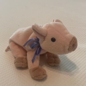 Ty Beanie Baby Pink Pig Piglet Toy Stuffed Animal Knuckles with Detached Tag